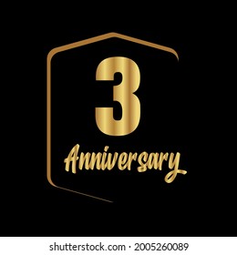 Celebración de 3 años, diseño vectorial para celebraciones, tarjetas de invitación y tarjetas de felicitación