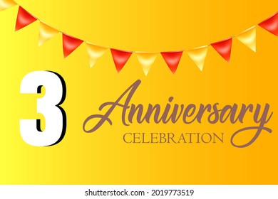 3 year anniversary celebration, vector design for celebrations, invitation cards and greeting cards