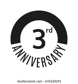 3 year anniversary icon. 3rd celebration template for banner, invitation, birthday. Vector illustration.