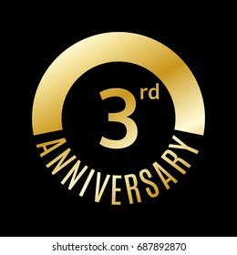 3 year anniversary icon. 3rd celebration template for banner, invitation, birthday. Vector illustration.