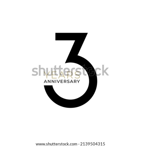 3 Year Anniversary Logo, black Color, Vector Template Design element for birthday, invitation, wedding, jubilee and greeting card illustration.