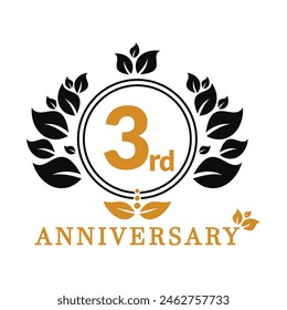 3 Jahre Jubiläum Vektorgrafik Banner Vorlage. 3 Jahre Jubiläums-Logo, luxuriöse 3. Jubiläums-Design-Feier.