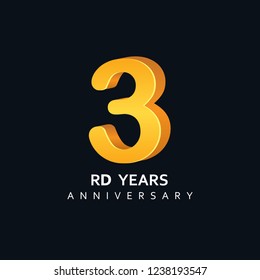 3 Year Anniversary Vector Template Design Illustration 3D Number