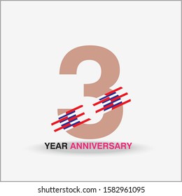 3 Year Anniversary Vector Template Design Illustration