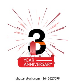 3 Year Anniversary Vector Template Design Illustration