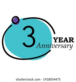 3 Year Anniversary Vector Template Design Illustration Blue Circle White Background