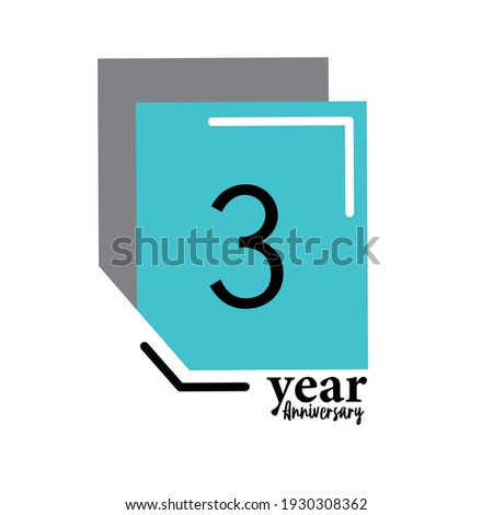 3 Year Anniversary Vector Template Design Illustration Blue Box Elegant White Background