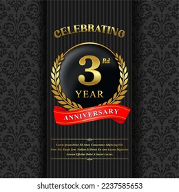 3 year celebration anniversary logo vector isolated on black background