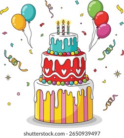 3 year old birthday cake illustration