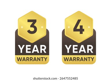 3 Year warranty , 4 Year warranty Banner Label Signs Vector Design	