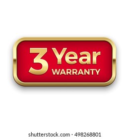 3 Year Warranty Golden Badge, Vector