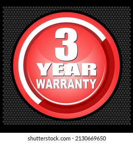 3 year warranty, icon and label vector