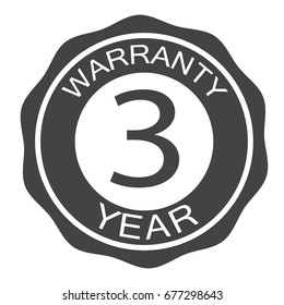 3 year warranty icon, sign vector