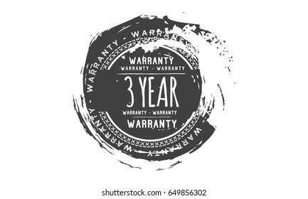 3 year warranty icon vector vintage grunge guarantee background