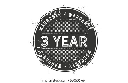 3 year warranty icon vector vintage grunge guarantee background