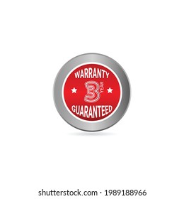 3 Year Warranty Label Vector Template Design Illustration
