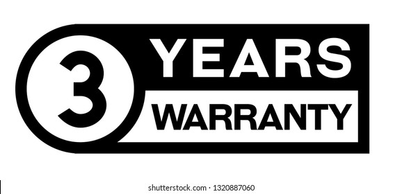 3 year warranty stamp on white background. Sign, label, sticker.
