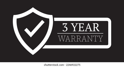 3 year warranty stamp on white background,flat style,Sign, label, sticker.Vector illustration.