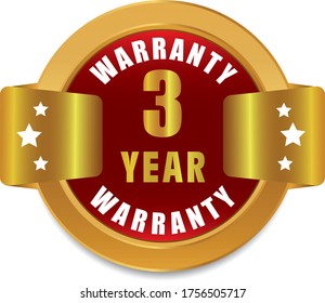 3 Year warranty stamp vector logo images, Warranty vector stock photos, Warranty vector illustration of logo.