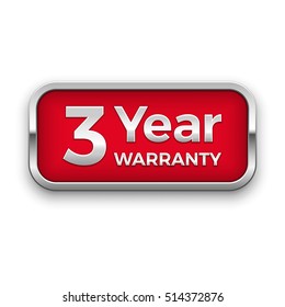 3 Year Warranty Vector Badge, Silver