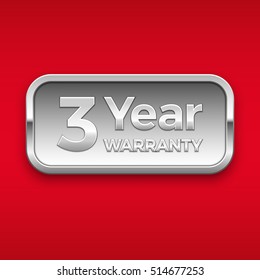 3 Year Warranty Vector Badge, Silver