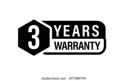 3 year warranty vector icon  color in black  minimal warranty logo