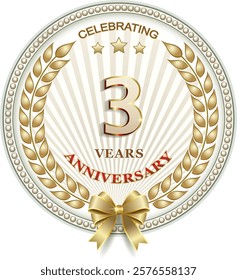 3 years anniversary, background, icon, birthday card. Vector illustration 