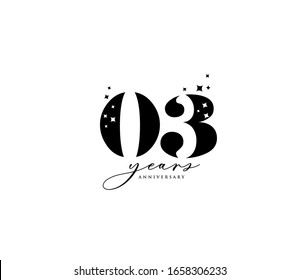 3 years anniversary or birthday celebration design template Vector.