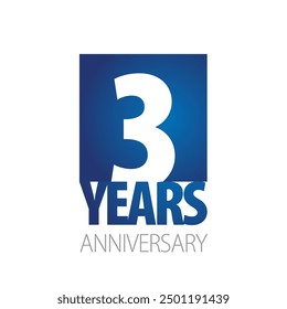 3 Years Anniversary blue white logo icon banner