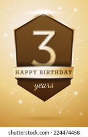 3 Years Anniversary Celebration Design Birthday Card