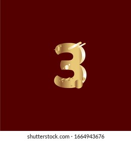 3 Years Anniversary Celebration Gradient Gold Number Vector Template Design Illustration