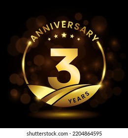 3 years anniversary, Anniversary celebration logo design. vector template illustration