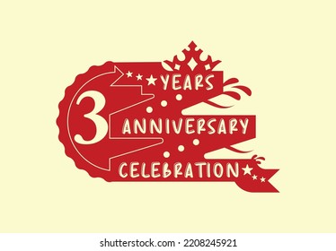 3 years anniversary celebration logo and sticker design