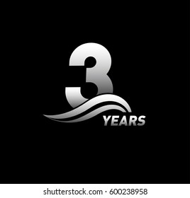 3 Years Anniversary Celebration logo Design with black white color