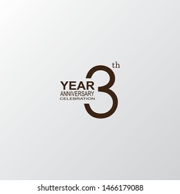 3 years anniversary celebration logotype with elegant dark brown color for celebration