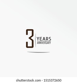 3 years anniversary celebration logotype with elegant dark brown color backround white for celebration