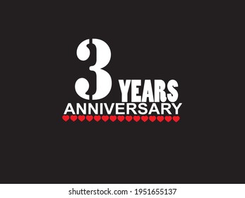 3 years anniversary celebration logotype, hand lettering, 3 year sign, greeting card