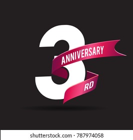 3 years anniversary celebration logotype black background