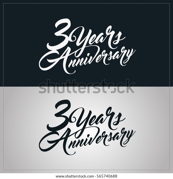 3周年記念のロゴ 手書きの文字 のベクター画像素材 ロイヤリティフリー