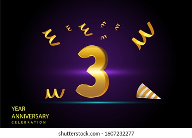 3 Years Anniversary Celebration Vector Template Design Illustration