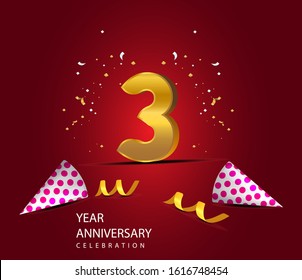 3 Years Anniversary Celebration Vector Template Design Illustration