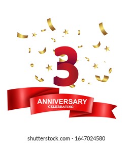 Ilustración de diseño de plantillas vectoriales de celebración de 3 años