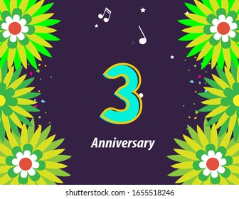 3 Years Anniversary Celebration Vector Template Design Illustration
