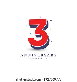3 Years Anniversary Celebration Vector Template Design Illustration