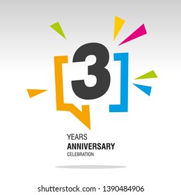 3 Years Anniversary Colorful White Modern Logo Icon Banner