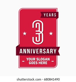 3 years anniversary design template. Vector and illustration.