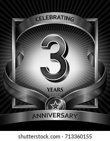 3 years anniversary design template for invitation, advertising, banner, vector design