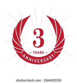 3 years anniversary. Elegant anniversary design. 3 years logo.