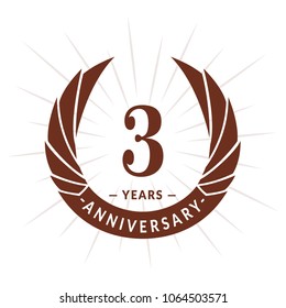 3 years anniversary. Elegant anniversary design. 3 years logo.