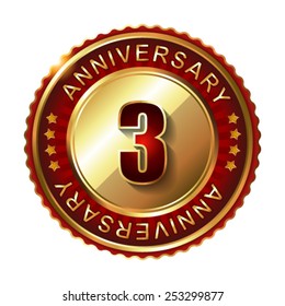3 Years anniversary golden label. 